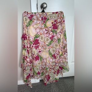Lane Bryant Citrus Grape Lemon Flower Asymmetrical Flowy Pink Skirt Plus Size
